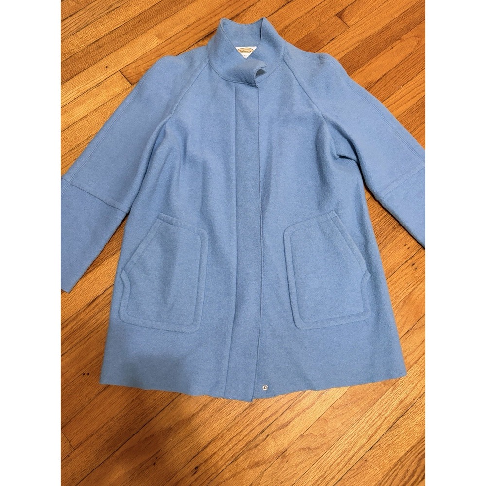 TALBOTS XL Blue Zip Longer Length Boiled Wool  Jacket